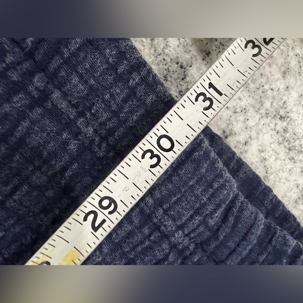 WONDERLY Navy Blue, Gauze-Look 100% Cotton, Wide Leg , Long Pants w POCKETS - Picture 8 of 9